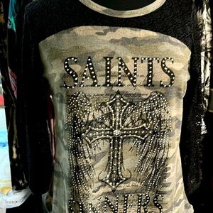 Three-quarter sleeve camouflage, senior centers, lace lightweight top
